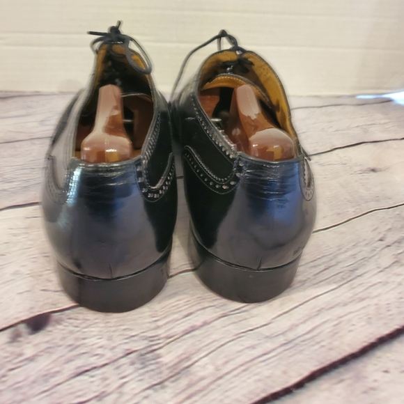 FERRAGAMO SALVATORE MEN'S MADE IN ITALY WINGTIP TIE-UP OXFORD BLACK SIZE 10.5 C - Picture 10 of 12